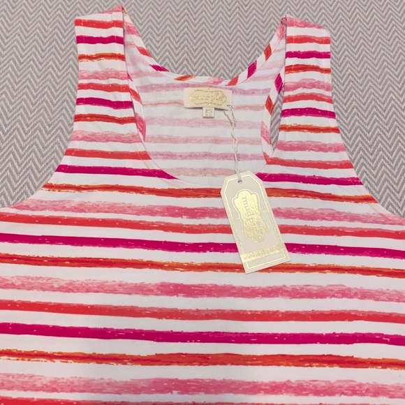 NWT! Mudpie Ryder pink/orange stripe racer tank. Size XS. 100% cotton. - Picture 3 of 6